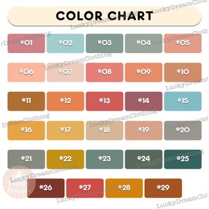 K&ouml;nnte beinhalten: Farbkarte mit 29 verschiedenen Farbmustern. Jedes Muster ist mit einer Nummer von 01 bis 29 gekennzeichnet.