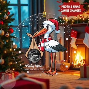 Decorazione in acrilico personalizzata per annuncio di nascita, regalo per papà con foto ecografica per la rivelazione della gravidanza, in arrivo a Natale 2025, ricordo della rivelazione della gravidanza