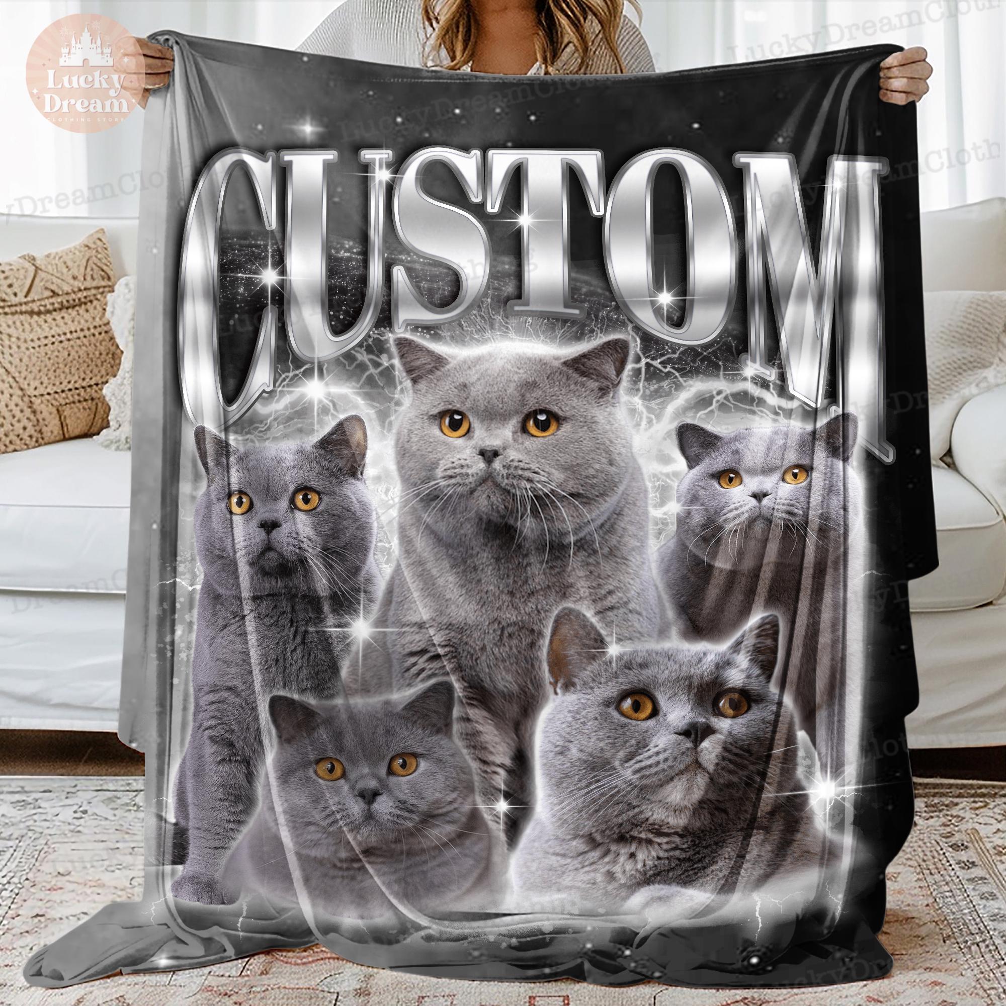 Discover Custom Bootleg Rap Blanket, Photo Blanket, Custom Your Pet Vintage Graphic 90s Blanket, CUSTOM Your Own Bootleg Idea Here, Cat Dad, Dog Mom