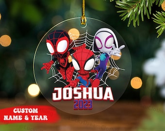 Personalized Spidey And His Amazing Friends Ornament, Custom Name Spidey Christmas Ornament, Spidey Boy, Spiderman Ornament, Gift for Kids