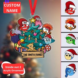 Personalized Inside Out 2 Characters Family Ornament, Hanging Inside Out Ornament, Inside Out Kid Ornament, Holiday Gifts, Disney Ornament