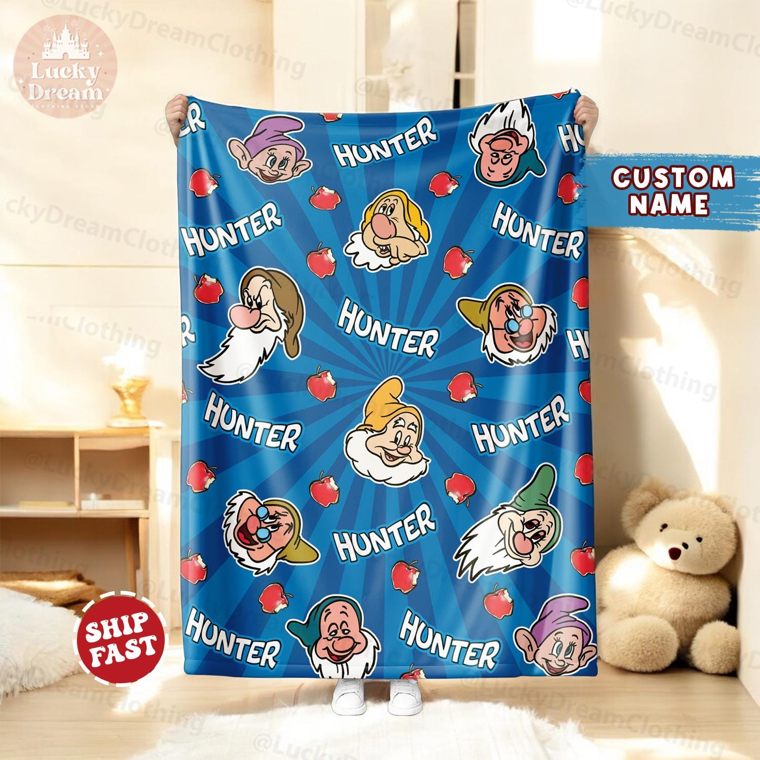 Discover Custom Name Disney Snow White and the Seven Dwarfs Blanket, Birthday Gifts For Boys/Girls, Snow White Gift, Home Decor, Christmas Gift