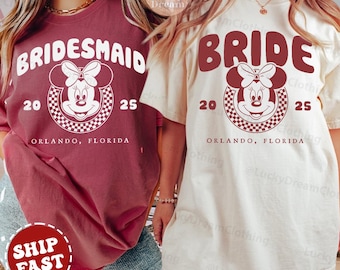Camisa de novia de Disney Comfort Colors®, camisa de despedida de soltera de Disney personalizada, futura novia, camisa de dama de honor, camisa de novia de Minnie, camisa de escuadrón de novias