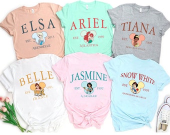 Disney Princess Group Shirt, Princess Shirt, Girls' Disney Shirt, Disney Anna, Belle, Cinderella, Ariel, Aurora, Elsa, Jasmine, Moana Shirt
