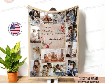 Personalized Photo Blanket, Photo Blanket with Text, Memorial Blanket, Anniversary Gift, Couples Gift, Gift for Her, Ideal Mother's Day
