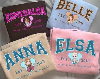 ディズニープリンセスシャツ、ディズニープリンセスシャツ、ディズニーキャラクターシャツ、ディズニー旅行シャツ、ベル、エルサ、アナ、アリエル、メリダ、シンデレラ 2024