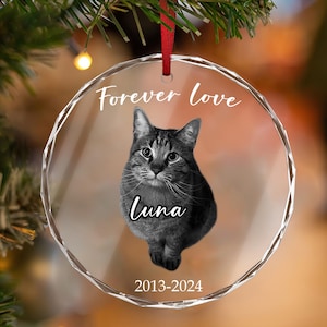 Personalized Pet Glass Ornament Engraved - Etched Your Dog Photo on Crystal Ornament, Unique Christmas Gifts For Dog Owners, Gift Memorial