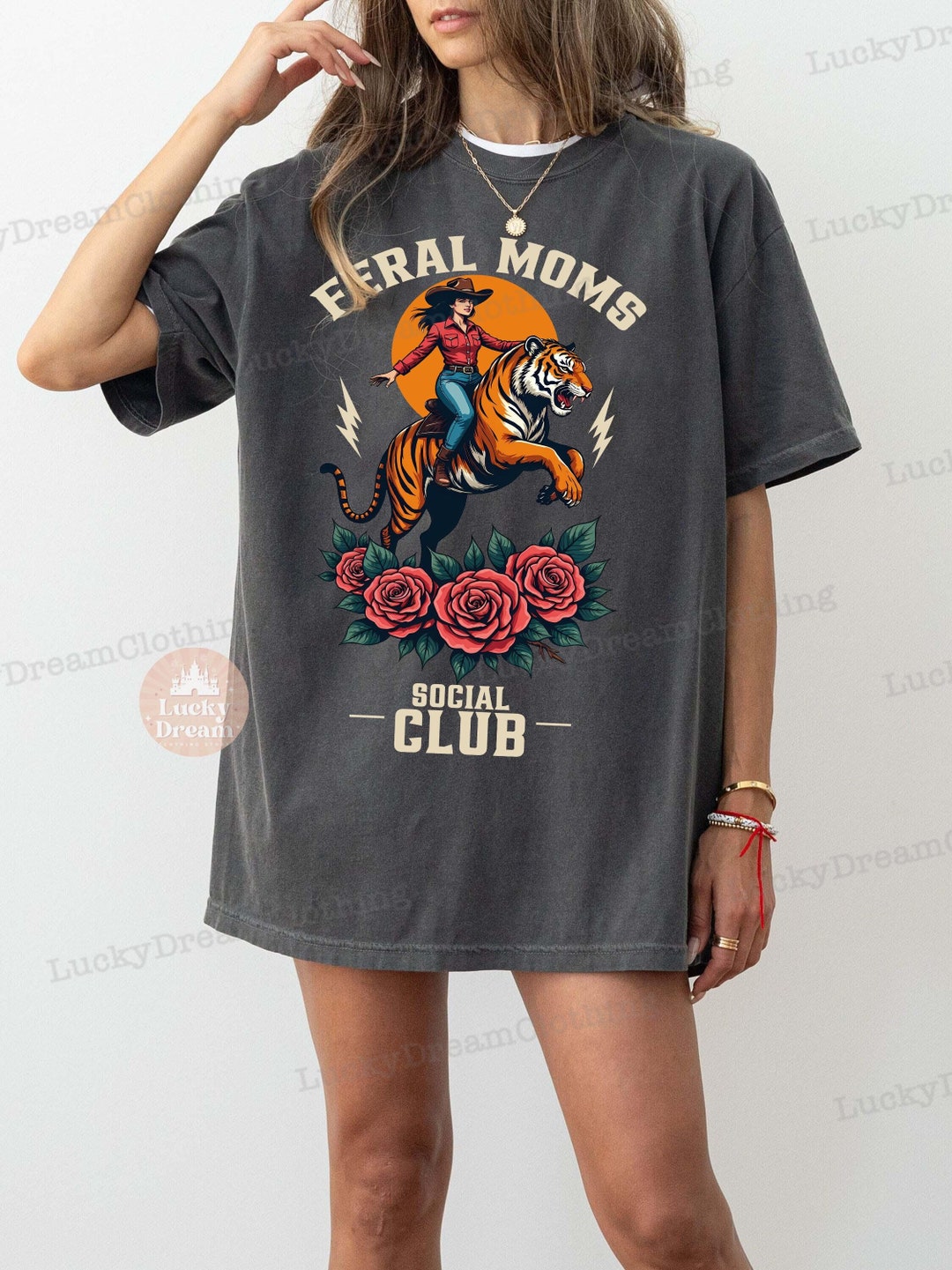 Feral Moms Social Club Shirt, Comfort Colors Vintage Graphic Tee, Feral ...
