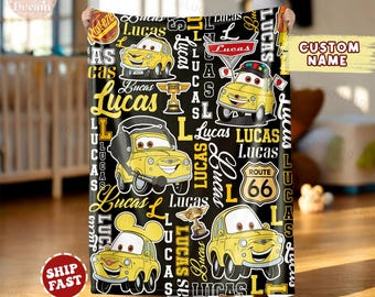 Personalized Disney Cars Blanket, Custom Name Lightning McQueen  Birthday Boy/Girl Home Decor Family Cars Birthday, Family Cars Birthday Boy