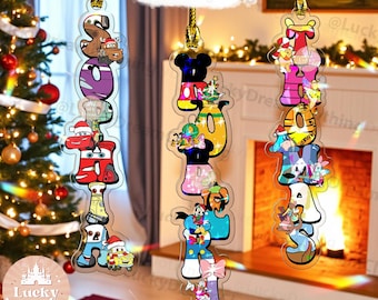 Personalized Disney Name Christmas Ornament 2025,Custom Acrylic Letter Name Decoration, Lightning McQueen & Mickey Characters Xmas Tree Gift
