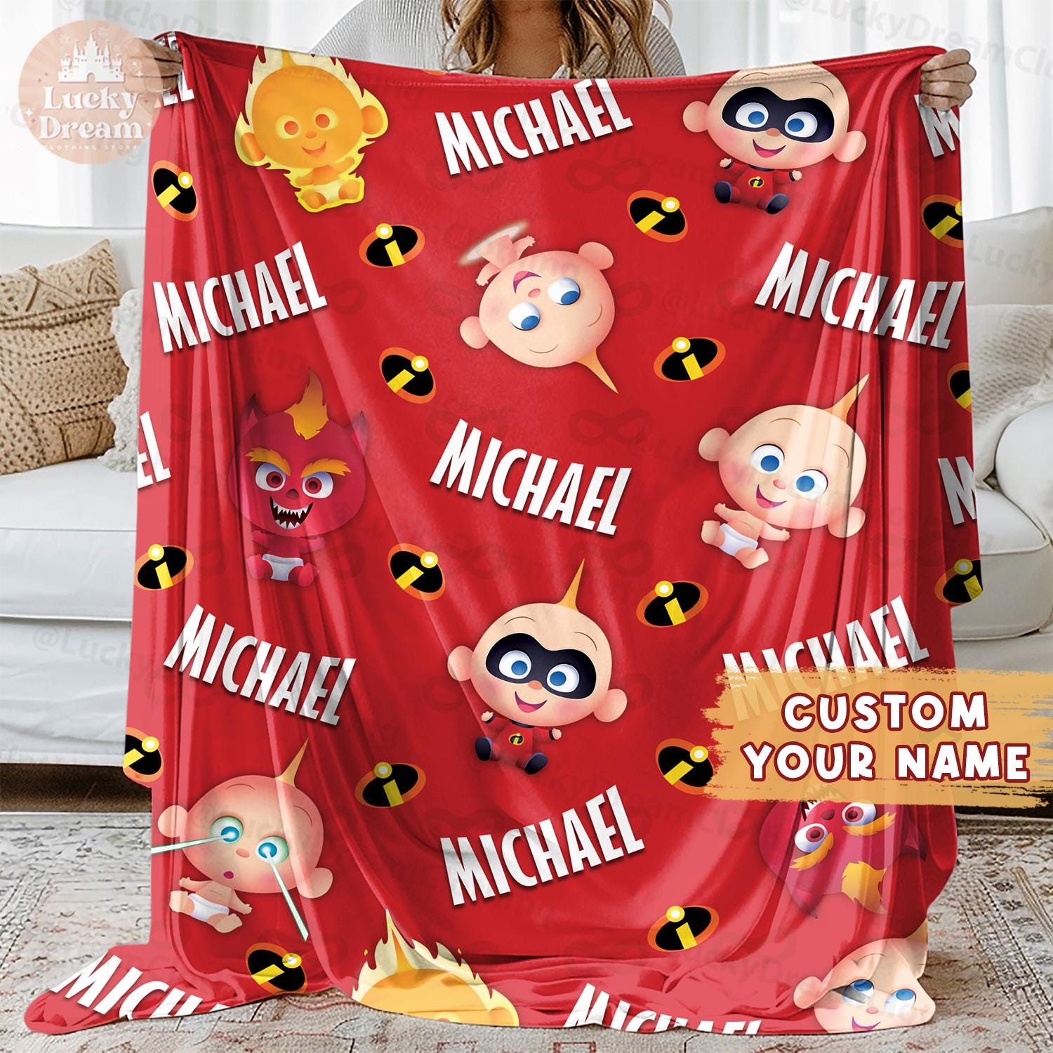 Discover Personalized Disney Pixar Jack Jack The Incredibles Blanket, Custom Name Disney Incredibles Baby Kids Blanket, Disney Birthday Gift For Boy