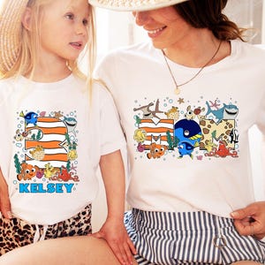 Custom Mom Dad Finding Nemo Themed  Shirt, Family Matching Tee, Nemo Dory Squirt, Mother's Day, Father's Day Gift, Birthday Shirts Party