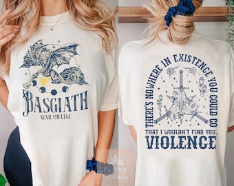 Vintage Basgiath War College 2 Sides Shirt, Dragon Wing T-Shirt, Dragon Rider Violet Sorrengail Xaden Riorson Bookish The Empyrean Series