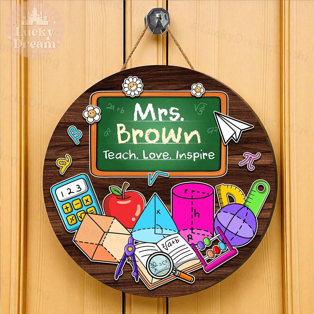 Personalized Math Teacher Door Sign, Math Classroom Decor, Back to ...