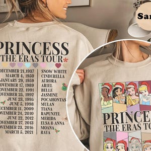 Retro Disney Prinzessin Weihnachten Komfort Farben Shirt, Prinzessin Weihnachten Sweatshirt Disney Weihnachten Mädchen Shirt Niedliches Prinzessin Weihnachtsgeschenk
