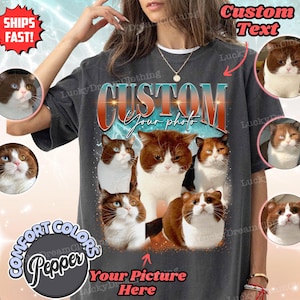 Custom Comfort Colors® Retro Pet Shirt, Personalized Pet Tee, Custom Photo 90s Graphic, Bootleg Rap Cat Dad, Dog Mom Shirt, Custom Design