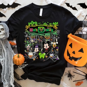 Walt Disneyland Halloween Shirt Retro Mickey and Friends Skeleton Halloween Shirt, Disney Halloween Shirt, Halloween Family Shirt 2024