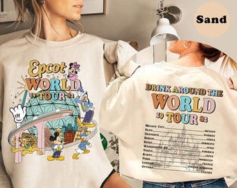 Retro Epcot World Tour 2 Sided Sweatshirt,Mickey And Friends,Epcot Center 1982 Shirt,Family Shirt Epcot Around The World,Disney Family Shirt
