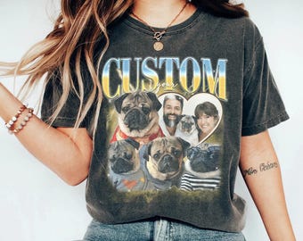 Comfort Colors® CUSTOM Vintage Pet TShirt Pet Photo + Name Custom Dog Shirt Personalized Shirt Custom T Shirts for Humans Cat Shirt 90's Tee