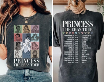 両面プリンセスコンフォートカラーシャツ、ディズニープリンセスツアースウェットシャツ、ディズニープリンセスキャラクターシャツ、ディズニーガールトリップシャツ