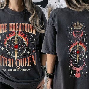 Fireheart Queen Aelin Shirt, Throne Of Glass Fan T Shirt, Kings flame The Thirteen, She Will Not Be Afraid, Book Lover Tog Gift, Book Shirt