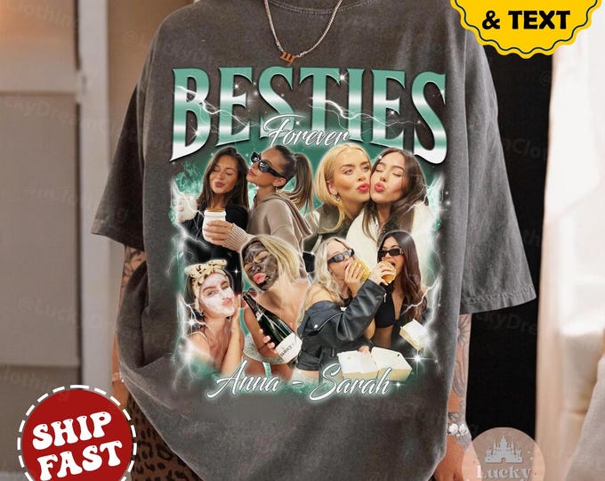Custom 90s Vintage Besties BFFs Bootleg Shirt, Custom Bootleg Shirt, Best Friend Birthday Bachelorette, Best Friend Gift Ideas BFF Besties