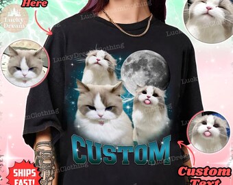 Custom Pet Shirt, Cat Dad Shirt, Personalized Moon Shirt, Custom Pet Shirt, Personalized Pet Bootleg Shirt,Custom Cat Tee,Pet Memorial Gifts
