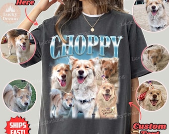 Comfort Colors® Vintage Pet TShirt Pet Photo + Name Custom Dog Shirt, Personalized Shirt Custom T Shirts for Humans, Cat Shirt 90's Tee Y2k