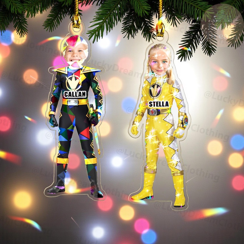 Personalized Power Rangers Ornament 2025, Custom Face & Name Superhero ...