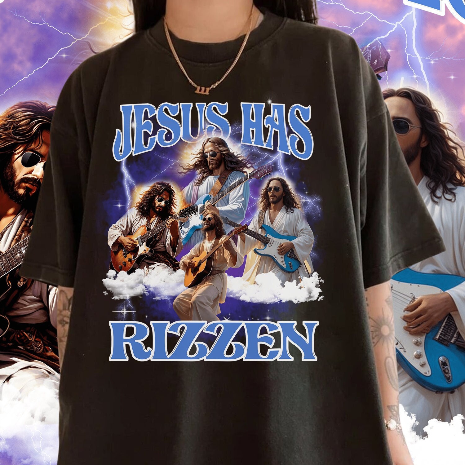 Jesus Has Rizzen Vintage Bootleg T-shirt, Retro 90s Graphic Tee