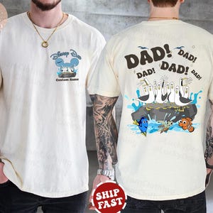Personalized Two-sided Pixar Finding Nemo Seagull Dad Shirt, Father&#39;s Day Shirt, WDW Disneyland Dad Dad Dad Shirt, Family Matching Shirt