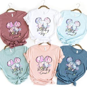 Personalized Watercolor Disney Family Birthday Shirt, Mickey Minnie Birthday Party, Disney Balloons Shirt, Disneyland Castle, Birthday Girl