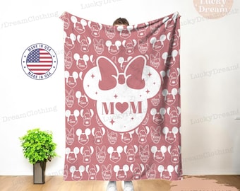 Manta personalizada de Disney, manta con nombre personalizado, manta de Minnie Mouse, manta del Día de la Madre de Disney, manta de Minnie, manta de regalo para viaje de Disney