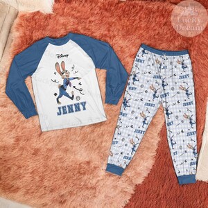 Ensemble de pyjama Zootopia avec nom personnalisé pour enfants, vêtements de nuit Judy Hopps et Nick Wilde, cadeau Zootopia pour anniversaire, pyjamas garçon fille pour tout-petits, pyjamas assortis pour enfants image 5