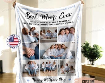 Manta con fotos personalizadas para el Día de la Madre, regalo para el Día de la Madre, manta con fotos para el Día de la Madre para la abuela, regalos para mamá, regalos para la abuela
