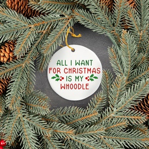 Whoodle Christmas Ornament, Funny Gift for Dog Mom or Dad, Unique Christmas Tree Decoration for Pet Owner