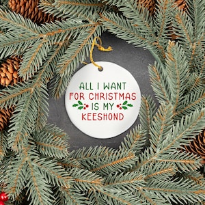Keeshond Christmas Ornament, Funny Gift for Dog Mom or Dad, Unique Christmas Tree Decoration for Pet Owner