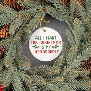 Labradoodle Christmas Ornament, Funny Gift for Dog Mom or Dad, Unique Christmas Tree Decoration for Pet Owner