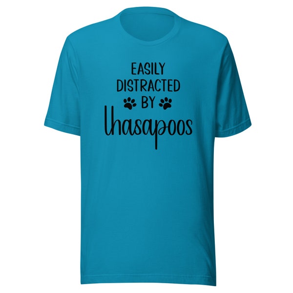 Lhasapoo T-Shirt | Easily Distracted By Lhasapoos | Funny Clothing Gift for Dog Mom or Dad | Tshirt for Dog Owner | Tee Shirt for Dog Lover