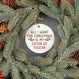 Coton de Tulear Christmas Ornament, Funny Gift for Dog Mom or Dad, Unique Christmas Tree Decoration for Pet Owner