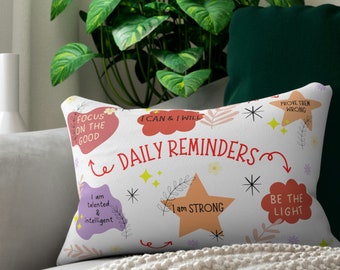 Daily Affirmations Pillow, Self-care Decorative Pillow, Daily Reminders, Mental Health Gift, Throw Pillow, Therapist Office Decor, Kids gift