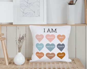 Daily Affirmations Pillow, Self-care Decorative Pillow, Daily Reminders, Mental Health Gift, Kids Room Decor, Therapist Office Decor Gifts