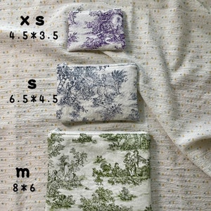 Variety size toile de jouy make up pouch / Embroidery makeup pouch /personal pouch/small make up pouch / key card case / named pouch 画像 3