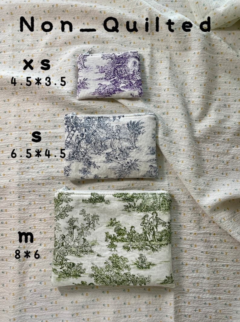 Variety size toile de jouy make up pouch / Embroidery makeup pouch /personal pouch/small make up pouch / key card case / named pouch zdjęcie 3