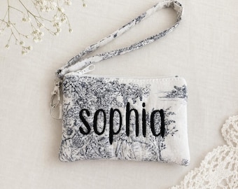 Small Wristlet Pouch, Card Wallet, Quilted Makeup Bag with Strap, Travel Mini Pouch, Zipper Cosmetic Bag, Gift for women