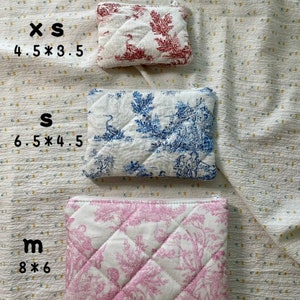 Variety size toile de jouy make up pouch / Embroidery makeup pouch /personal pouch/small make up pouch / key card case / named pouch zdjęcie 2
