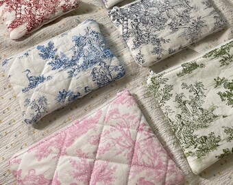 Variety size toile de jouy make up pouch / Embroidery makeup pouch /personal pouch