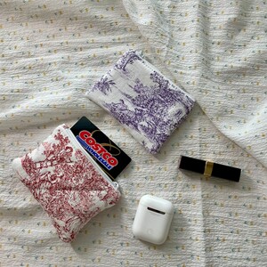 Variety size toile de jouy make up pouch / Embroidery makeup pouch /personal pouch/small make up pouch / key card case / named pouch 画像 5