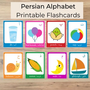 Persisches Alphabet Karteikarten, Farsi Alphabet Karteikarten, druckbare Karteikarten, Persisch, Farsi, Sprachenlernen