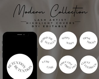 Lash Tech Instagram Highlight Covers, Editable Canva Templates (Digital Download)
